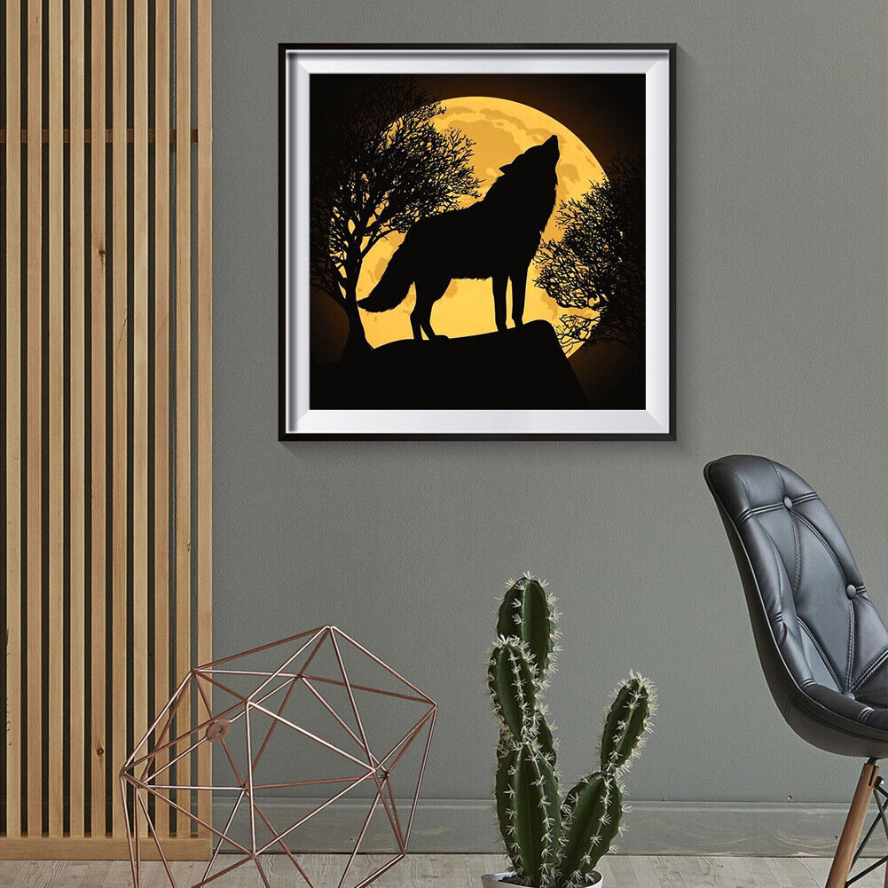Moon Wolf Full Round Drill DIY Mosaic Diamond Painting Animal Wall Decor
