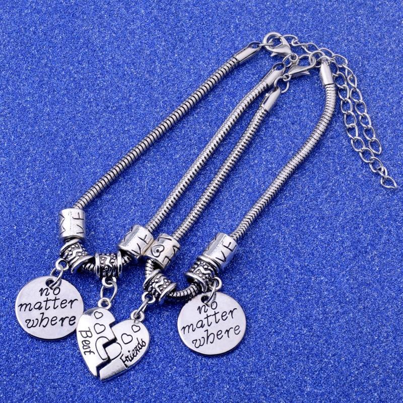 Love-shaped Best Friends Bracelets No Matter Where Bracelet Fashion Jewelry Gift
