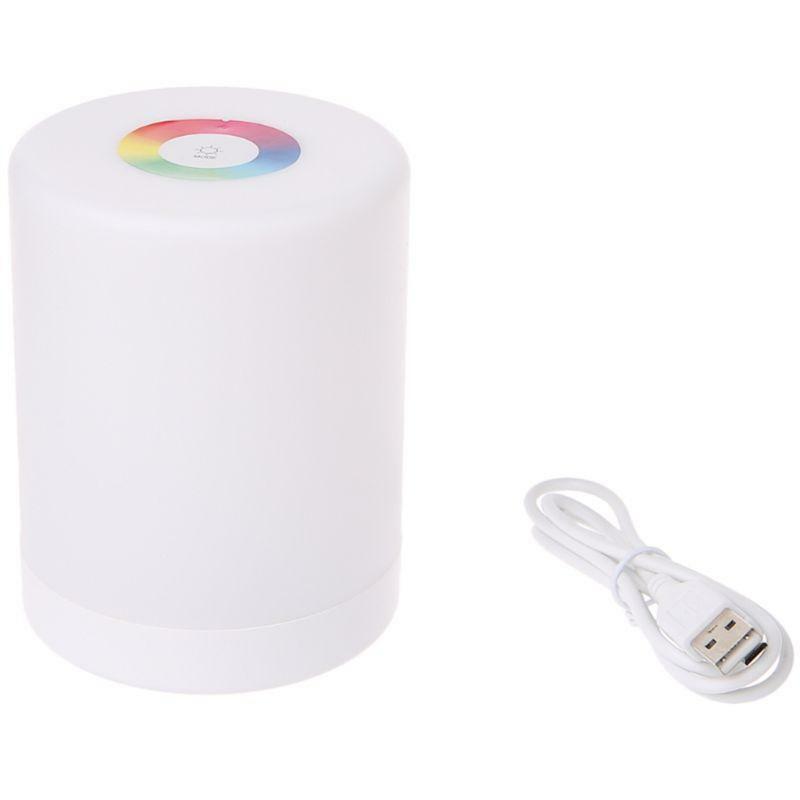 LED Night Light, Smart Bedside Table Lamp, Touch Control, Dimmable, USB Recharga