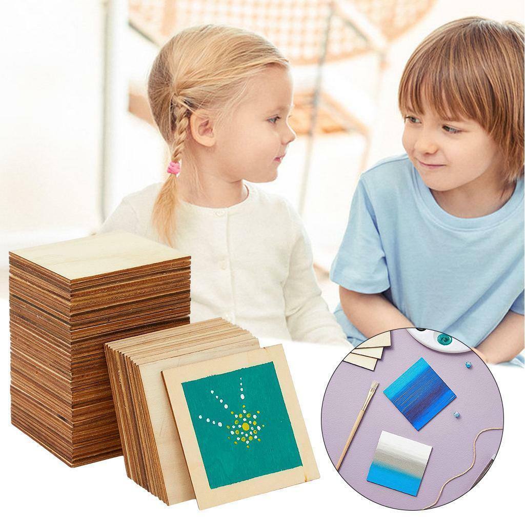 60 Pieces Unfinished Square  Pieces en Slices Holiday Christmas DIY
