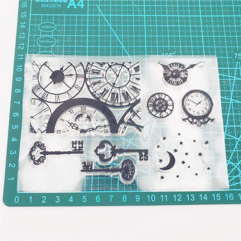 Clock Key Silicone Clear Seal Stamp DIY Scrapbooking Embossing Photo Album Paper