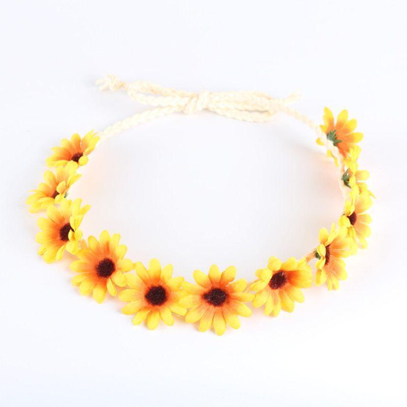 Simulated Flower Headband Boho Wedding Sunflower Hair Band Elastic Daisy Tiara