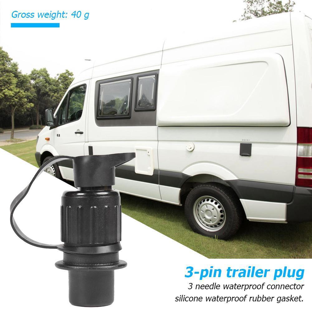 3 Pin 12V EU Waterproof Cable Connector Socket Plug for Trailer Caravan