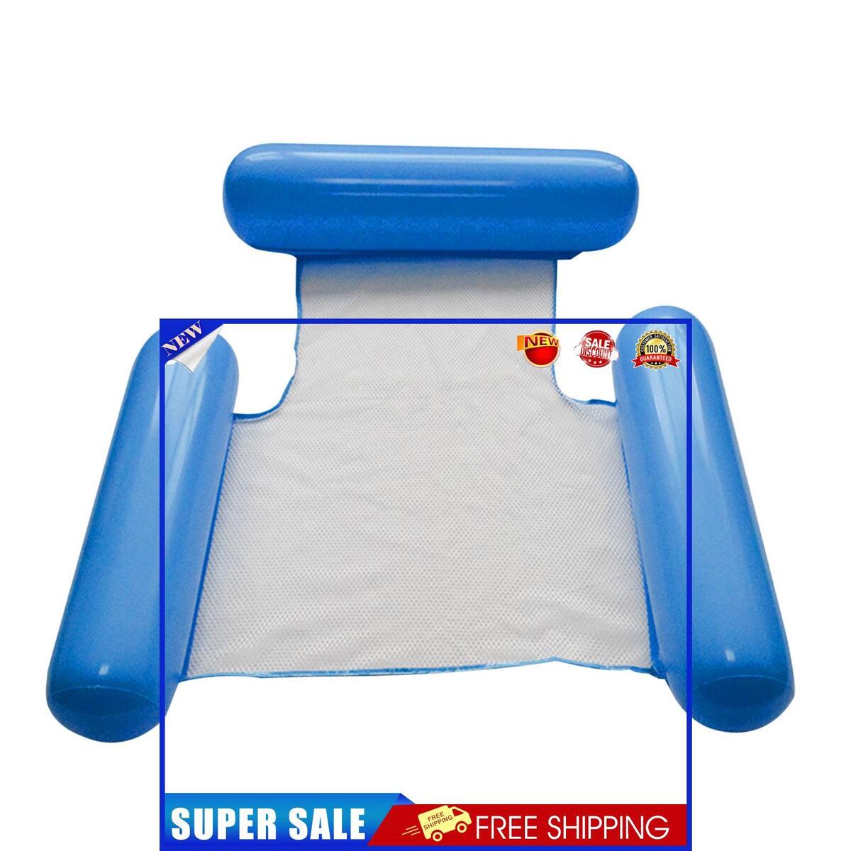 Water Inflatable Floating Net Chair/Swimming Pipes Net Pockets (Dark Blue)