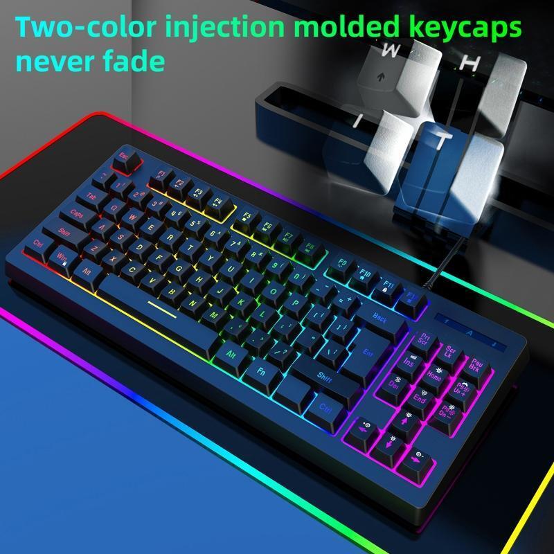 Y-200 Wired Gaming Keyboard 87 Keys Mechanical Shaft RGB Backlits No Conflicting