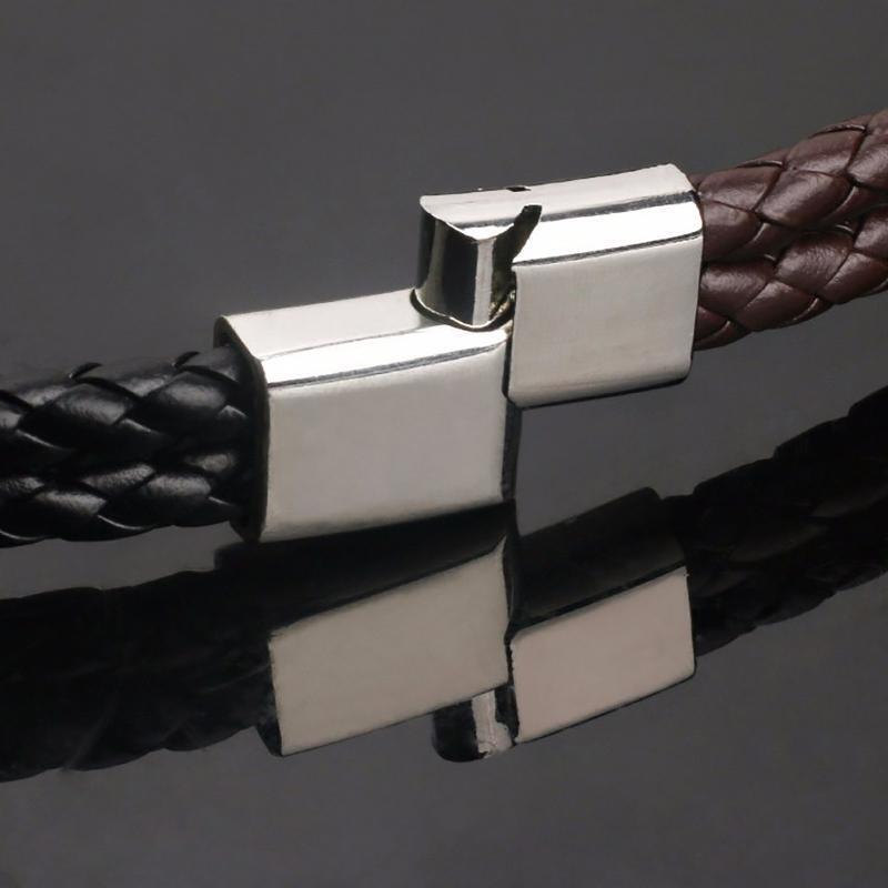 Magnetic Masculinity Leather Bracelets 2Pcs Men Charm Wristband Bracelet