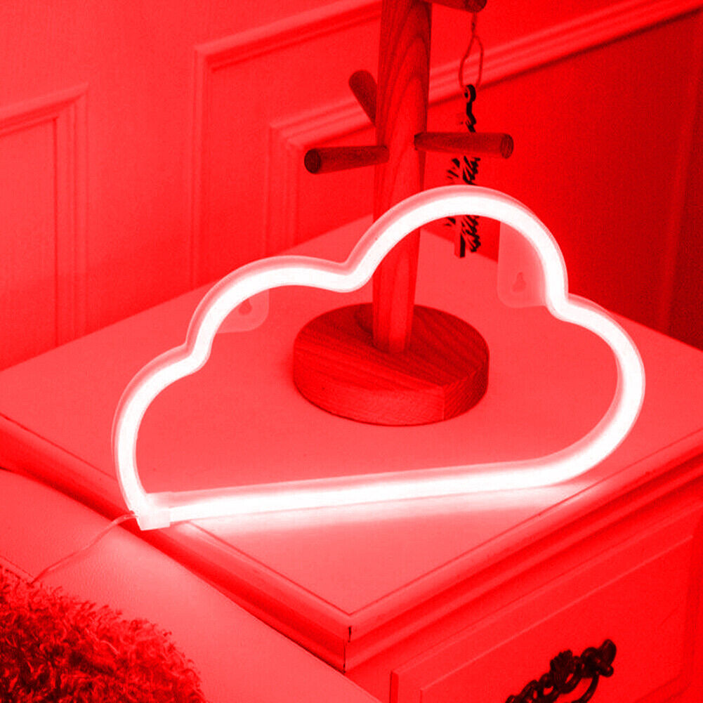 Cartoon Cloud Sign Neon Light USB Battery Operated Art Hanging Lamp (Red)