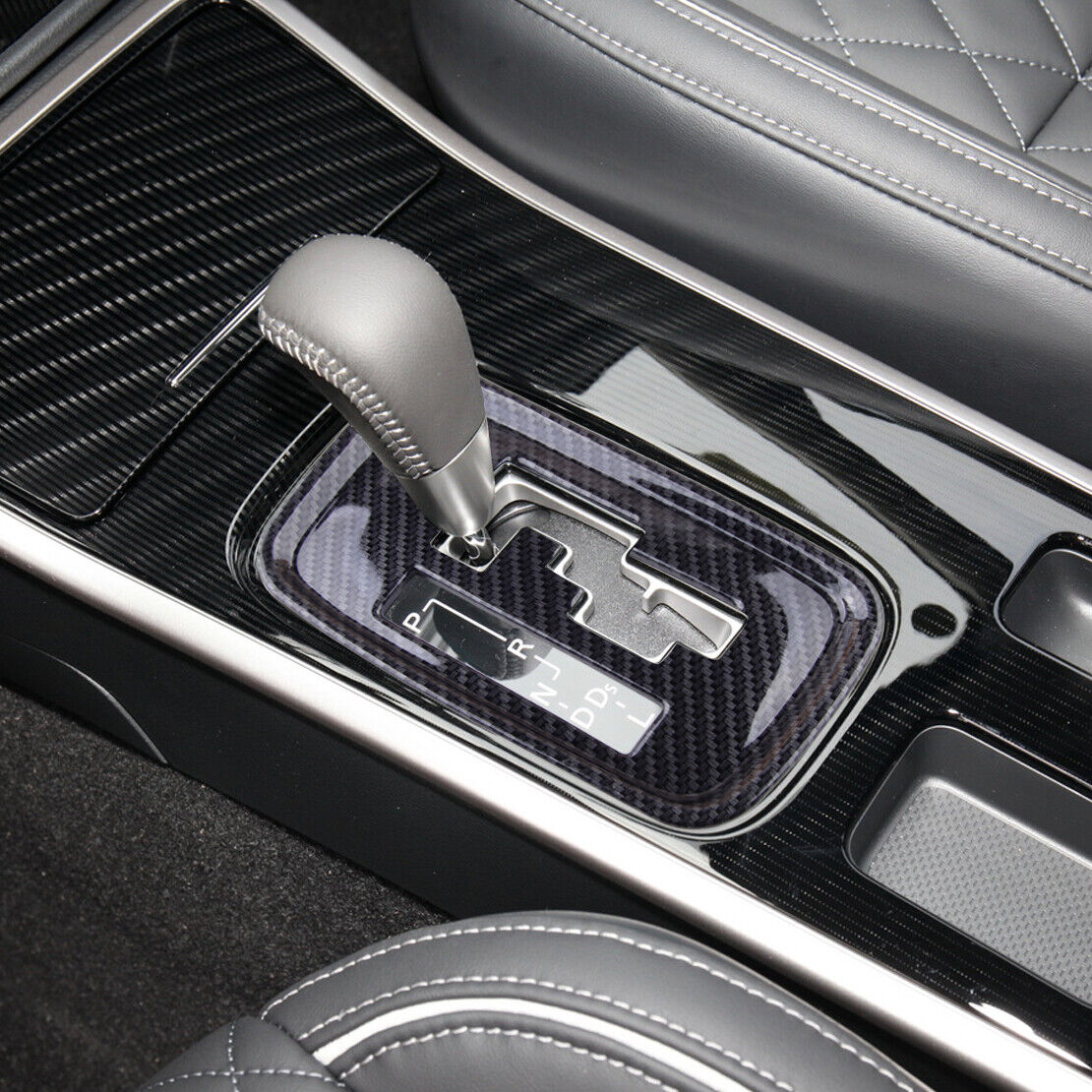 Carbon Fiber Look Gear Shift Panel Cover Trim Fit For Mitsubishi Outlander 13-20
