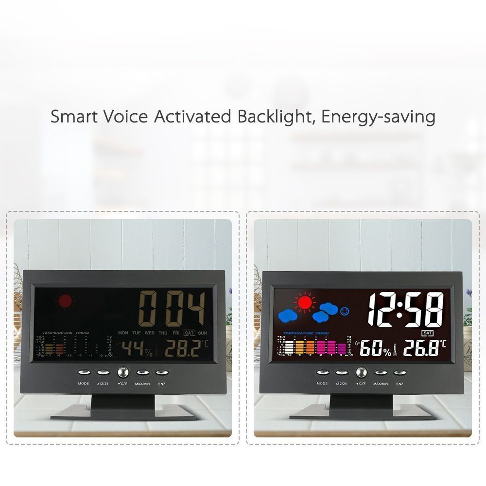 Humidity Weather Station Thermometer Alarm Clock Snooze Alarm Clock Calendar