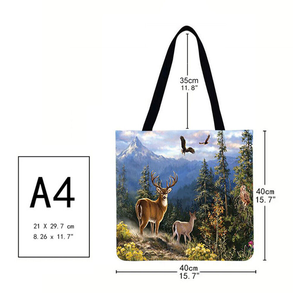 Animal scenery Printed Shoulder Shopping Bag Casual Large Tote Handbag