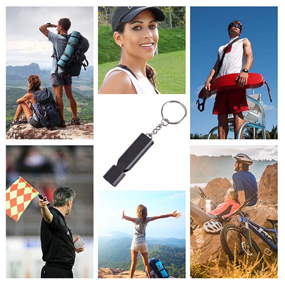 2pcs Survival Whistle EDC Earthquake Dual Tube Emergency Whistle (Black)