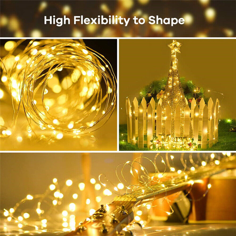 50 LED 5m Solar Copper Wire Lamp 8 Modes Decor String Light (Warm White)