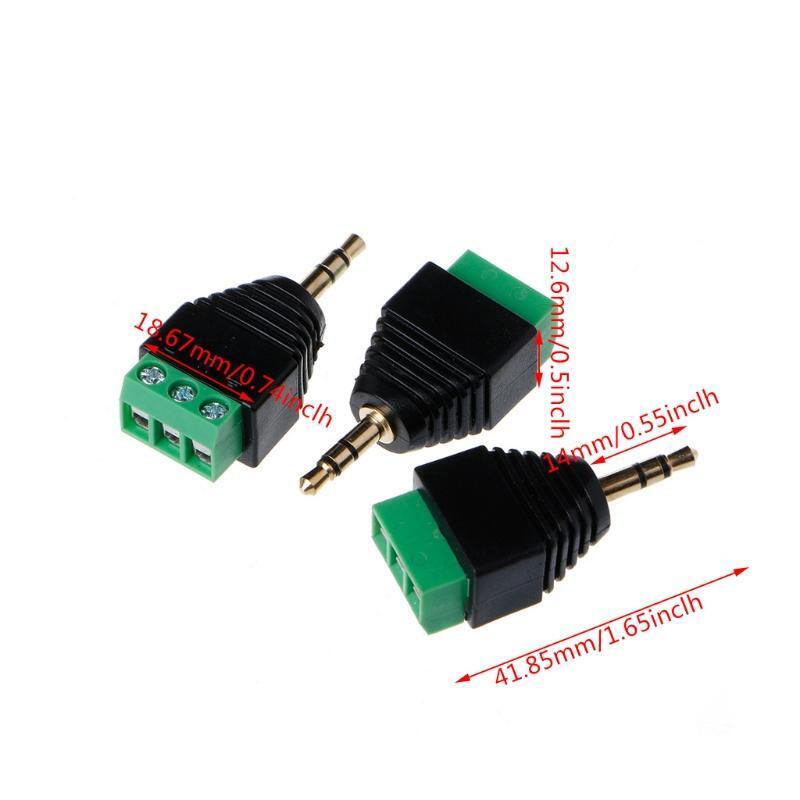 3 Pcs Video AV Balun 3.5mm 1/8" Stereo Male to AV 3 Screw Terminal Plug