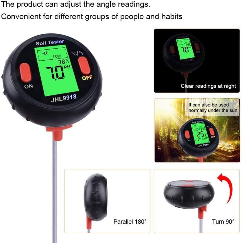 Indoor Outdoor Digital Plant WaterTest Meter Soil Testing Sunshine/Temp/PH Test