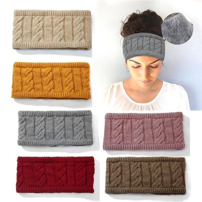 6Pcs Winter Women Knitted Headbands Chunky Elastic Headband Head Wrap Ear Warmer