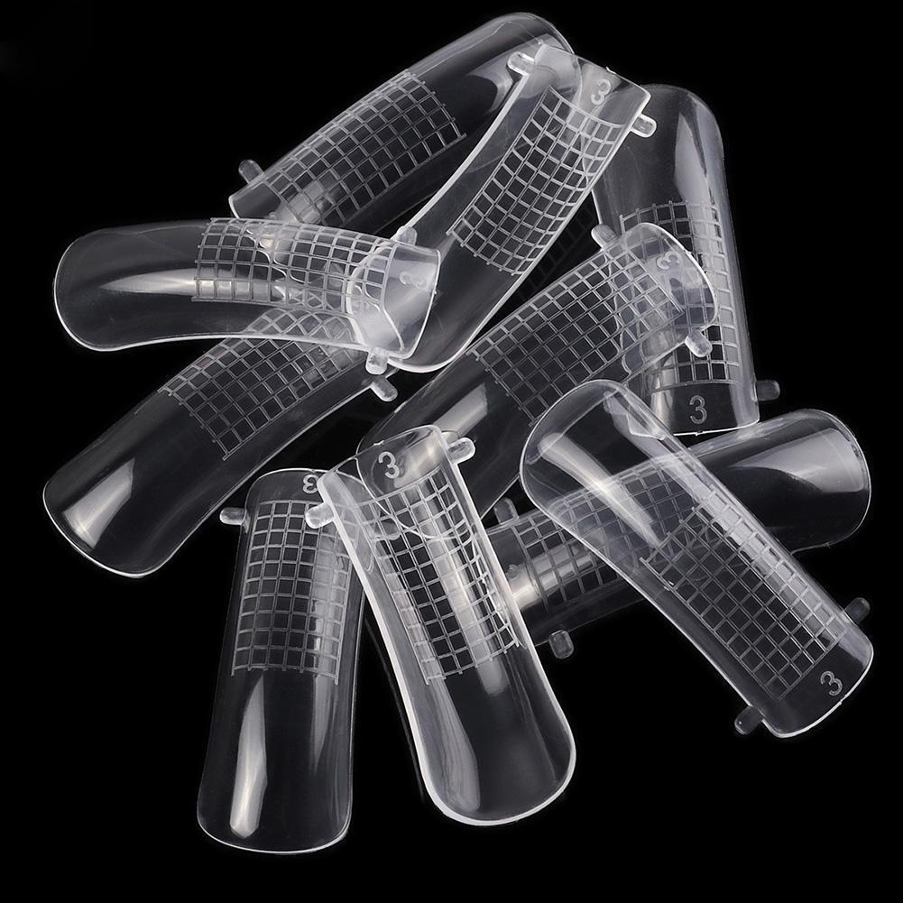 100pcs Gel False Nail Tips Clear Cover Acrylic Nail Mold with Scale Tool