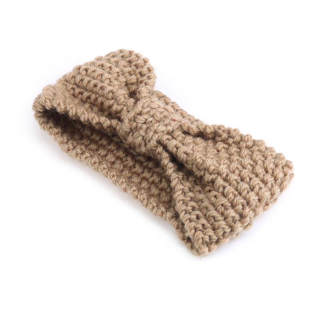 Fashion Baby Knit Crochet Bow Headband Warm Headband Child Headwear(Khaki)