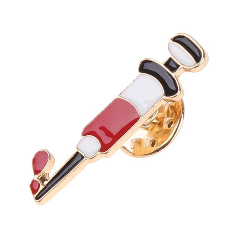 Enamel Medical Syringe Brooch Lapel Pin Fashion Jewelry Gift for Doctor Nurse