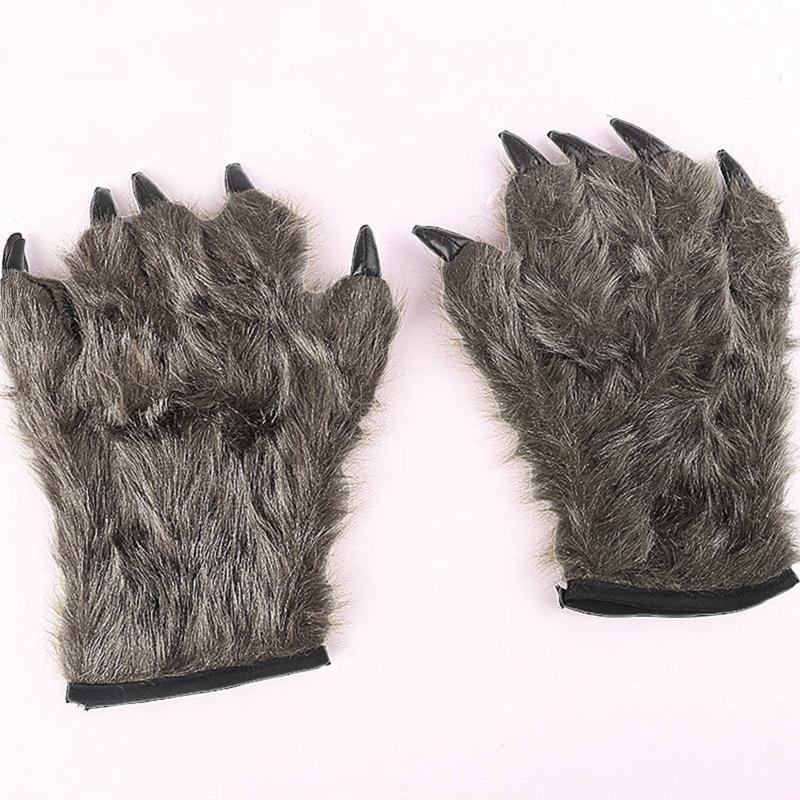 1 Pair Halloween Werewolf Gloves Werewolf Hand Costume Gloves Wolf Claw Hands