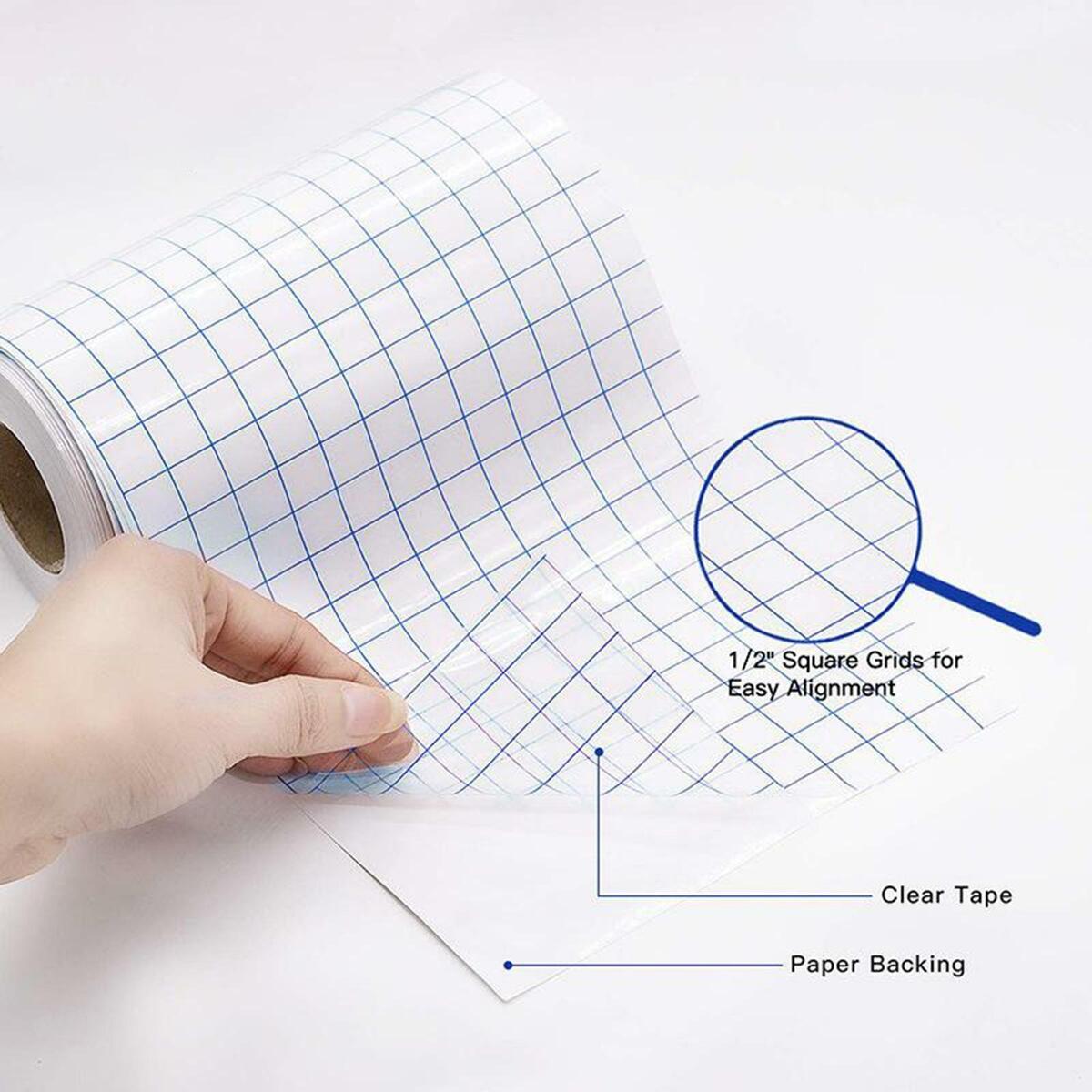 Clear  Transfer Paper Tape, 12in Grid Application Tape