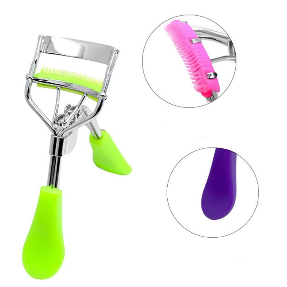 Colorful Makeup Tool Curling  Clip with Comb Eyelash Curler Tweezers Big Eye