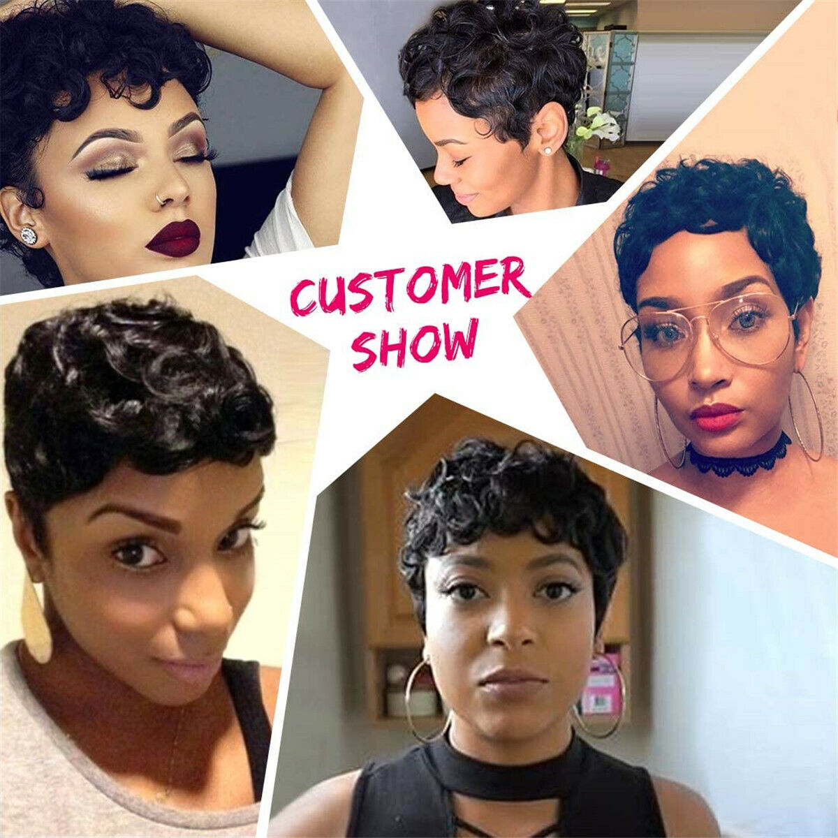 Synthetic Short Afro Small Curly Hair Wigs Pixie Cut Wig for African Women Black