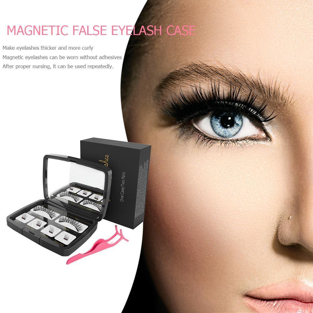 Eyelashes Makeup Set 6pcs Magnetic Lashes Reusable with Mirror Tweezer