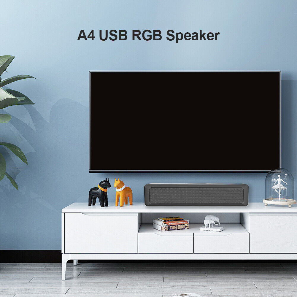 A4 6W RGB USB Wired Sound Bar PC Home Theater TV Stereo Surround Speaker