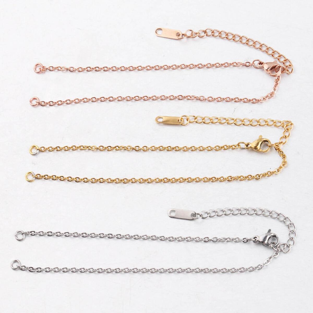 2 Pieces Necklace Extension Tail Chain with Lobster Clasps Bracelet Rose