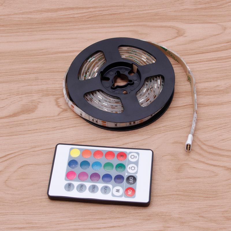 RGB 50-200cm 5050 Waterproof Flexible Lamp Led Strip Light + 24 Keys Remote