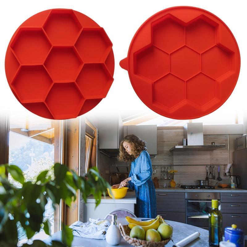 7 Grid Hexagonal Burger Press Mould Hamburger Patties Freezer Silicone Storage