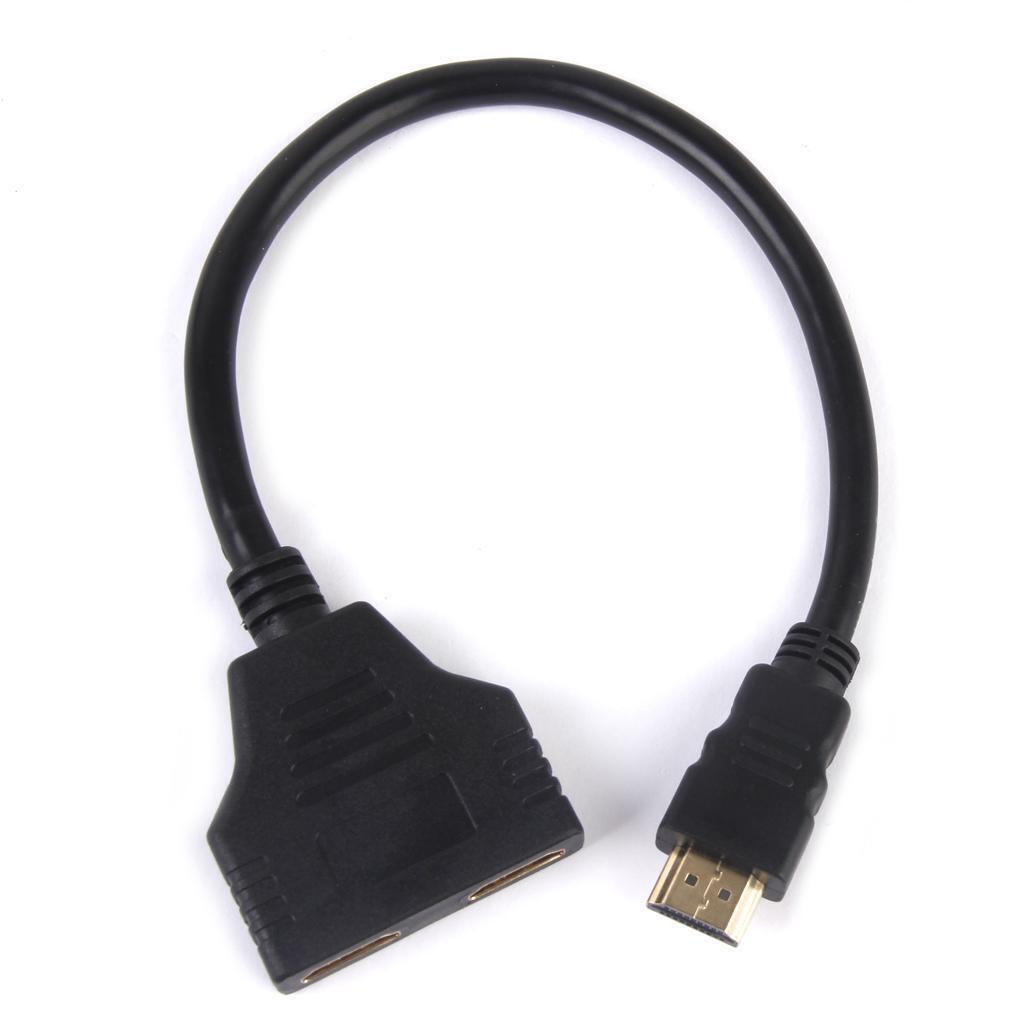 HDMI Male to 2 Female Adapter Cable Converter for HDTV LCD Monitor
