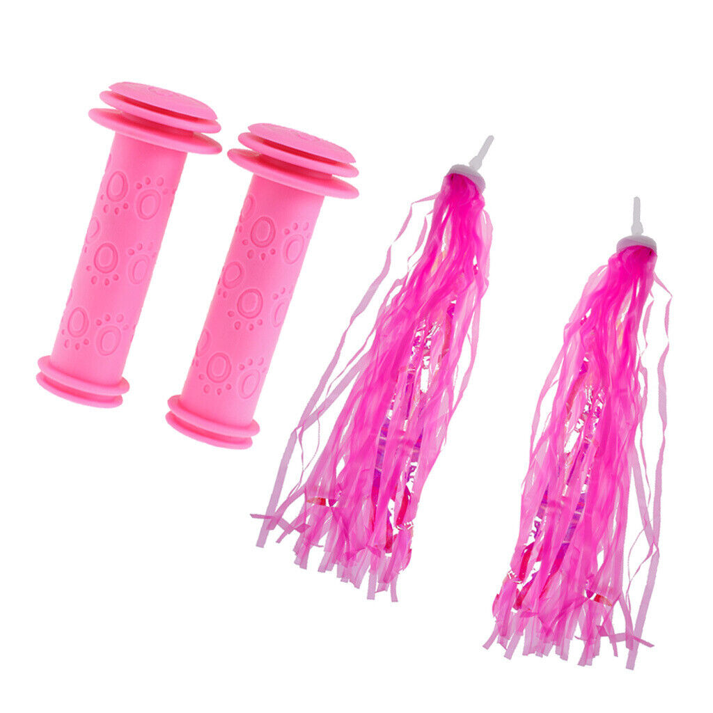 Scooter Bicycle Rubber Handlebar Grips   with Tassels Set