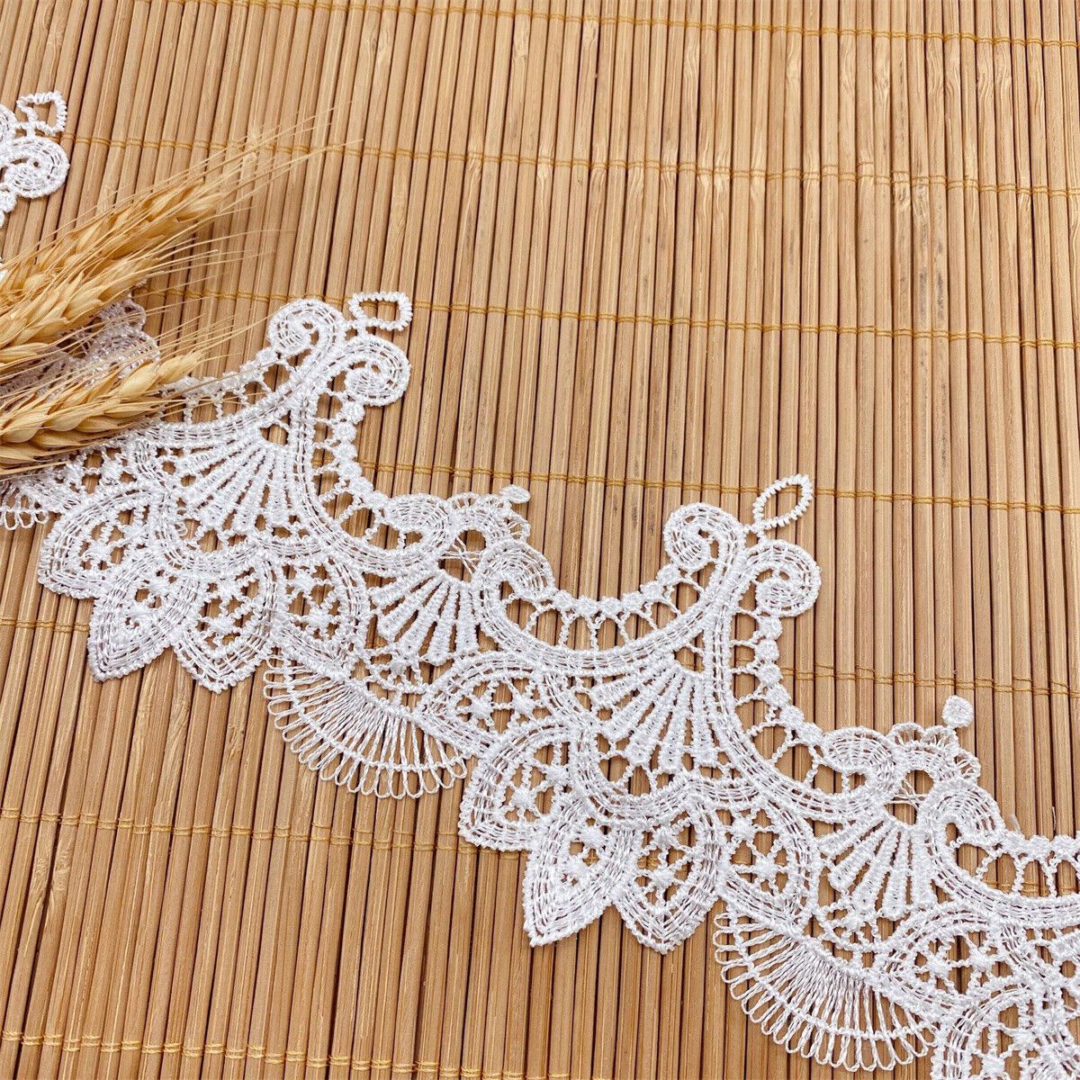 8.5CM Wide White Lace Fabric Embroidered Ribbons Trim Wedding Dress DIY Sewing