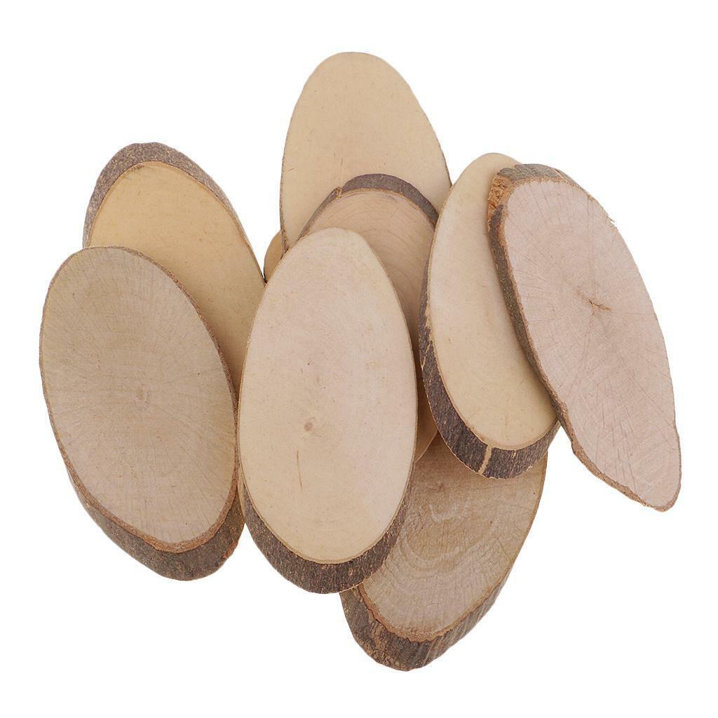 50pcs Oval Shapes Wood Log Slices Natural Tree Bark Decorative Embellishment