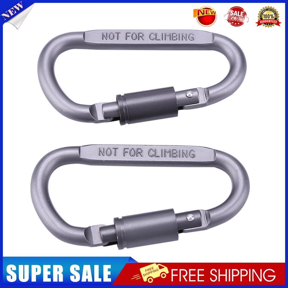 2Pcs Screw Lock D-Shaped Carabiner Hook Keyring Clip Camping Outdoor Sports