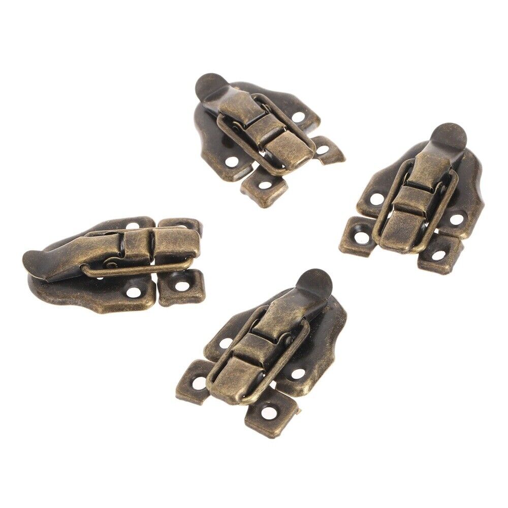 Durable 4pcs Bronze Chest Suitcase Jewelry Box Hasp Lock Latch Catch Clamp Clip