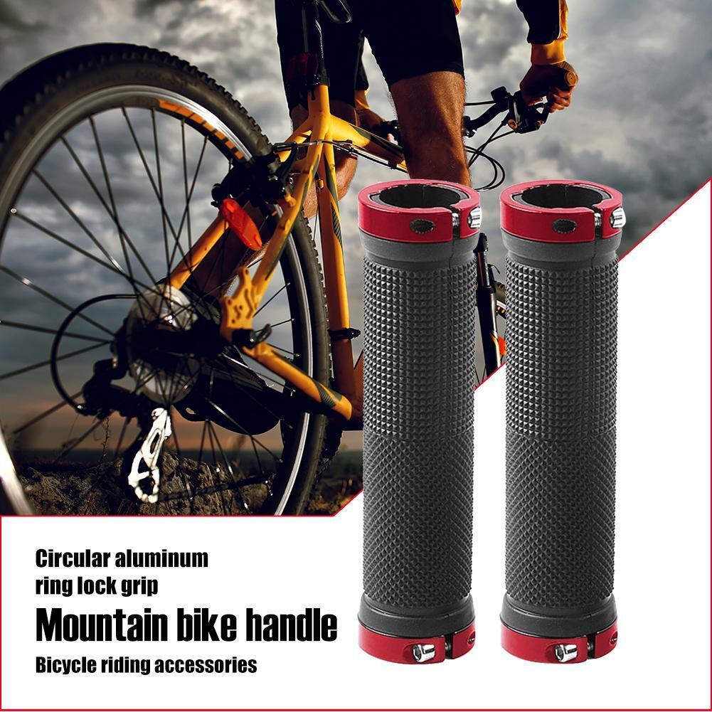 1 Pair MTB Bike Handlebar Anti-Skid Grips Rubber Bicycle Accessory (Red)