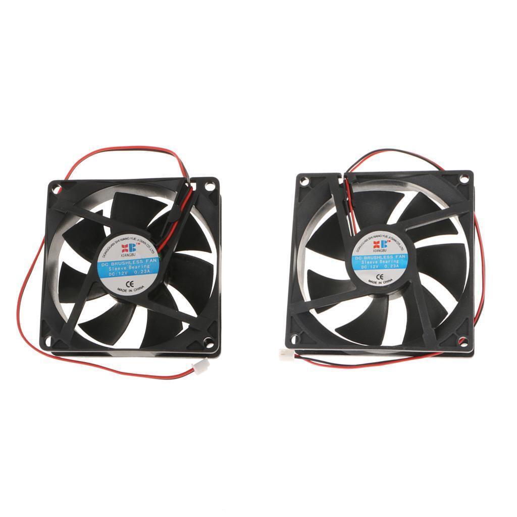 2Pack DC 12V 0.15A 92mm x 92mm /80x80mm 2Pin Connector PC CPU Computer Case