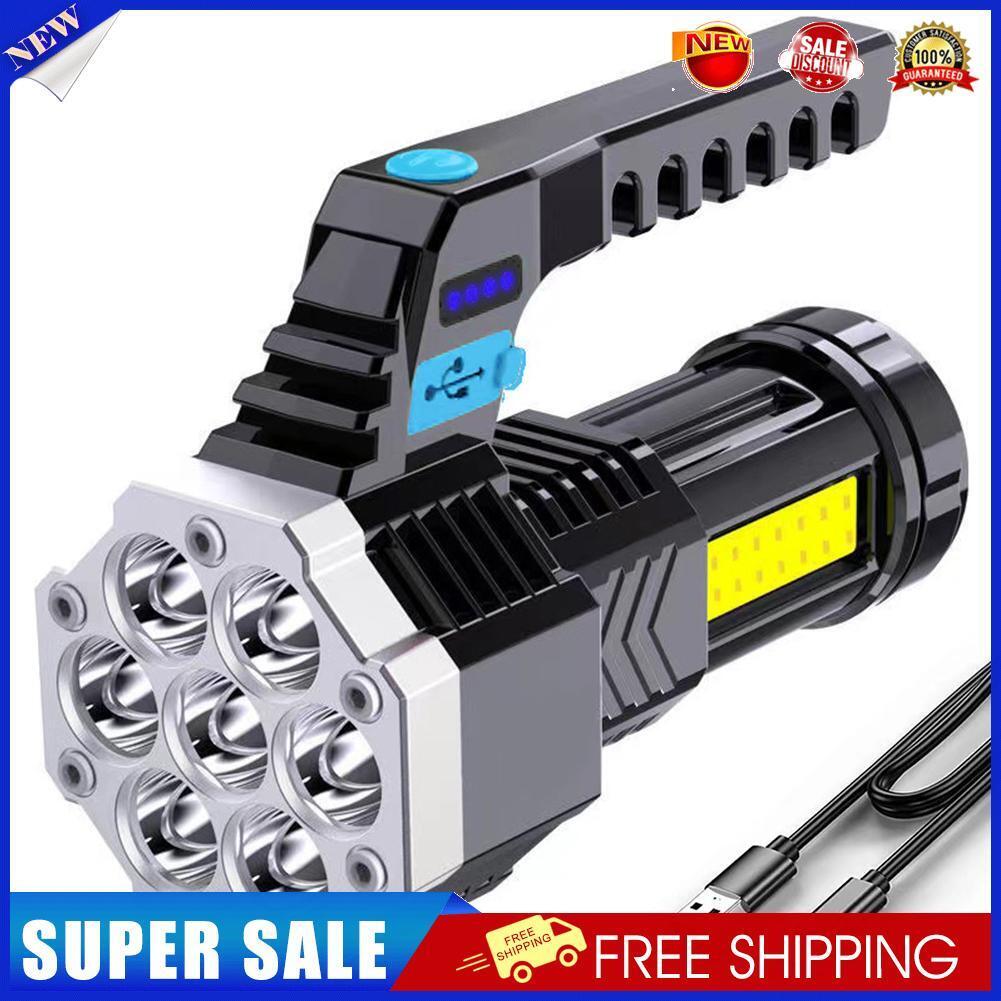 7LED+COB Portable Flashlight USB Rechargeable Camping Torch Searchlight