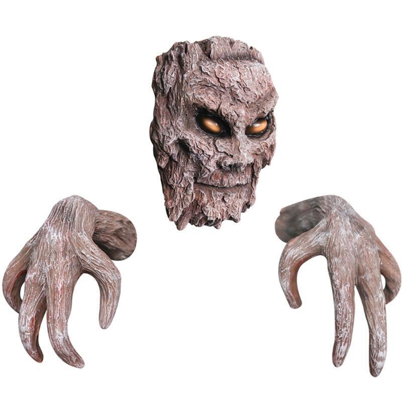 Tree Bark Face Decoration Outdoor Garden Halloween Ghoust House Home Ornaments