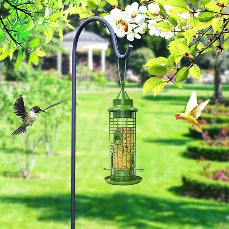Metal Hanging Wild Bird Feeder Transparent Plastic Tube Feeders for Garden Yard