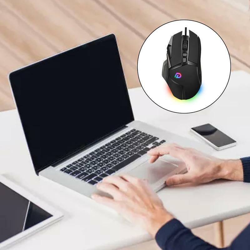 USB Computer Mouse Wired Light Up Mouse for Laptop RGB Colorful Breathing Light
