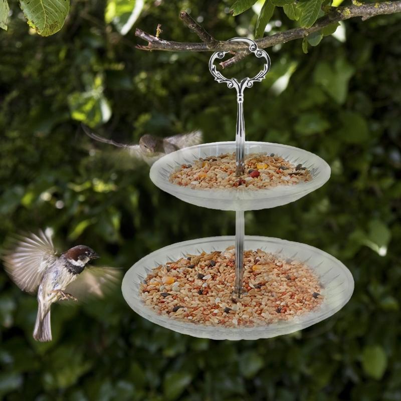 2 Tier Bird Feeders for Outside Wild Bird Seed for Feeder Hanging Tray with Hook