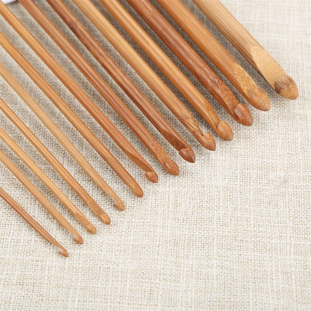 35cm Bamboo Carbonized Magic Afghan Crochet Hooks Double Tips Knitting Needles