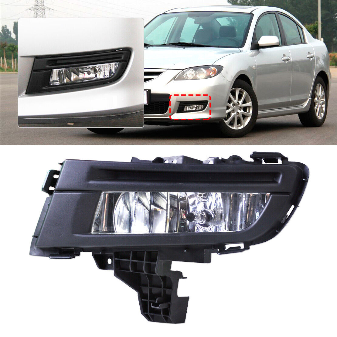 Front Left Fog Light Lamp 9006 12V 51W fit for Mazda 3 2007-09 Replacement Li