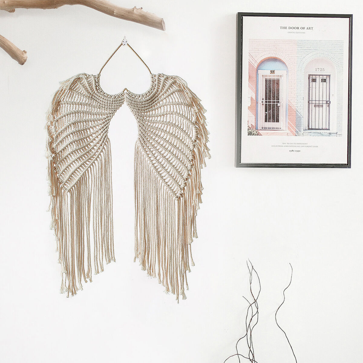 Angel Wings Shaped Cotton Pendant Eco-Friendly Material Wall Hanging Decor