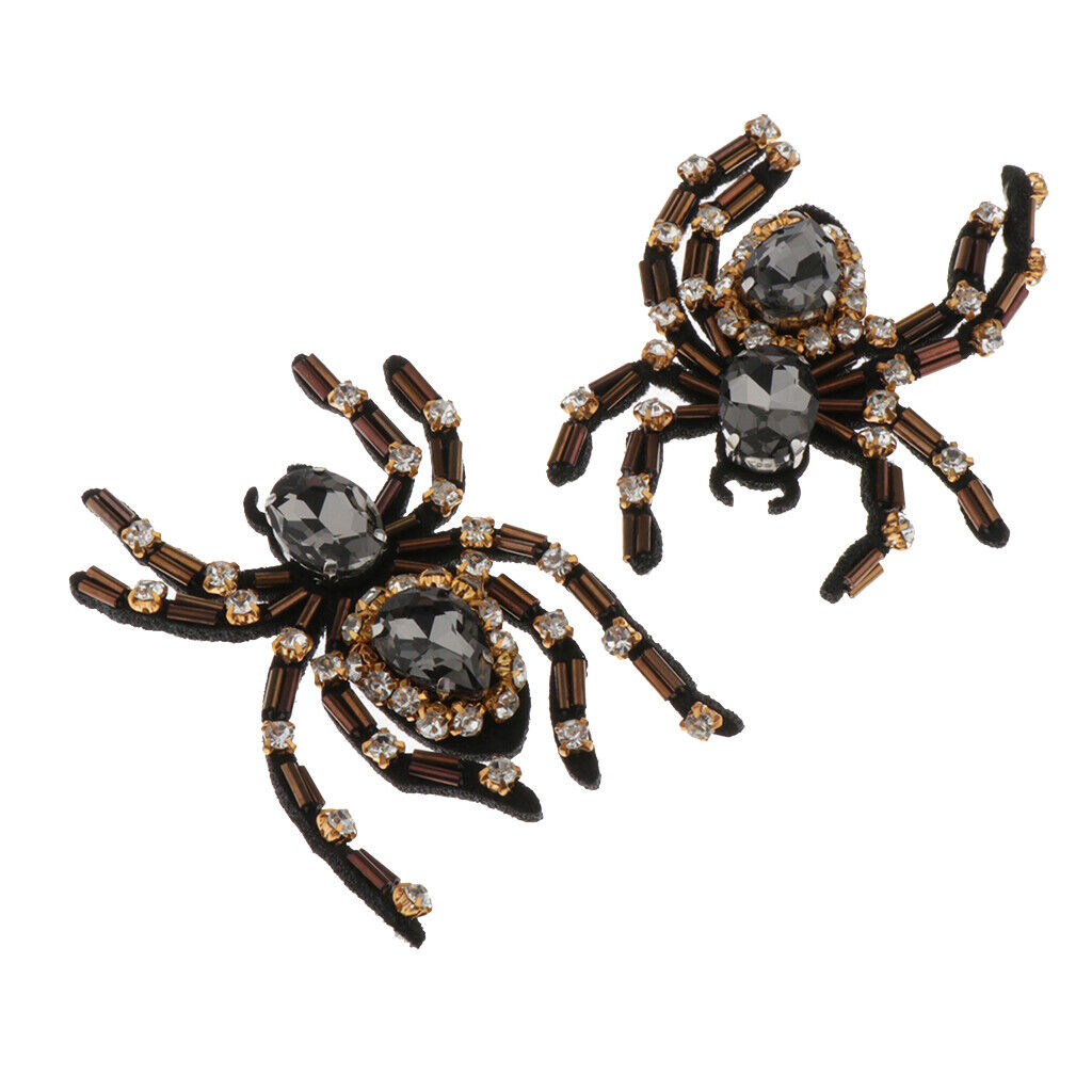 2 Pieces Spider Rhinestone Patch / Applique DIY Sewing Supplies