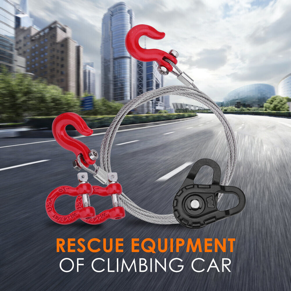 3pcs Rescue Equipment Winch Snatch Block Hook Chain for 1/10 RC Crawler Car