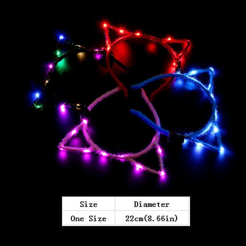 1Pc Women Girls LED Flashing Cute Pointed Cat Ears Hair Hoop Glowing String